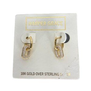 Harper Grace Dangle Hoop Earring 18k Gold‎ over Sterling Silver